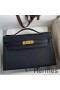 Hermes Kelly Pochette Handmade Bag In Black Epsom Calfskin