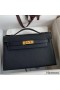 Hermes Kelly Pochette Handmade Bag In Black Epsom Calfskin