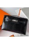Hermes Kelly Pochette Handmade Bag In Black Lizard Skin