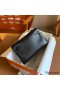 Hermes Kelly Pochette Handmade Bag In Black Lizard Skin