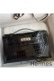 Hermes Kelly Pochette Handmade Bag In Black Shiny Alligator Leather