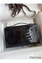 Hermes Kelly Pochette Handmade Bag In Black Shiny Alligator Leather