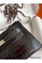 Hermes Kelly Pochette Handmade Bag In Black Shiny Alligator Leather