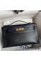 Hermes Kelly Pochette Handmade Bag In Black Swift Calfskin