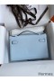 Hermes Kelly Pochette Handmade Bag In Blue Brume Epsom Calfskin