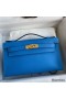 Hermes Kelly Pochette Handmade Bag In Blue Zanzibar Swift Calfskin