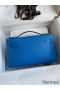 Hermes Kelly Pochette Handmade Bag In Blue Zanzibar Swift Calfskin