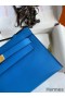 Hermes Kelly Pochette Handmade Bag In Blue Zanzibar Swift Calfskin