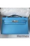 Hermes Kelly Pochette Handmade Bag In Blue du Nord Epsom Calfskin