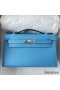 Hermes Kelly Pochette Handmade Bag In Blue du Nord Epsom Calfskin