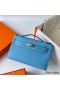 Hermes Kelly Pochette Handmade Bag In Blue du Nord Epsom Calfskin