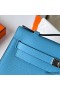 Hermes Kelly Pochette Handmade Bag In Blue du Nord Epsom Calfskin