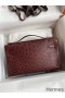 Hermes Kelly Pochette Handmade Bag In Bordeaux Ostrich Leather