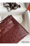 Hermes Kelly Pochette Handmade Bag In Bordeaux Ostrich Leather