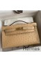 Hermes Kelly Pochette Handmade Bag In Chai Ostrich Leather