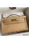 Hermes Kelly Pochette Handmade Bag In Chai Ostrich Leather