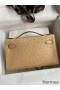 Hermes Kelly Pochette Handmade Bag In Chai Ostrich Leather