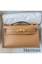 Hermes Kelly Pochette Handmade Bag In Chai Swift Calfskin