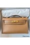 Hermes Kelly Pochette Handmade Bag In Chai Swift Calfskin