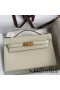 Hermes Kelly Pochette Handmade Bag In Craie Epsom Calfskin