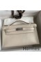 Hermes Kelly Pochette Handmade Bag In Craie Swift Calfskin
