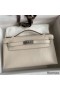 Hermes Kelly Pochette Handmade Bag In Craie Swift Calfskin