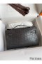 Hermes Kelly Pochette Handmade Bag In Graphite Matte Alligator Leather