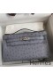 Hermes Kelly Pochette Handmade Bag In Gris Agate Ostrich Leather