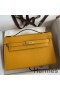 Hermes Kelly Pochette Handmade Bag In Jaune Ambre Epsom Calfskin