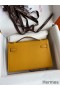 Hermes Kelly Pochette Handmade Bag In Jaune Ambre Epsom Calfskin