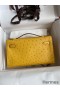 Hermes Kelly Pochette Handmade Bag In Jaune Ambre Ostrich Leather