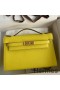 Hermes Kelly Pochette Handmade Bag In Lime Epsom Calfskin