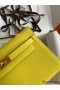 Hermes Kelly Pochette Handmade Bag In Lime Epsom Calfskin