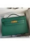 Hermes Kelly Pochette Handmade Bag In Malachite Epsom Calfskin