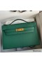 Hermes Kelly Pochette Handmade Bag In Malachite Epsom Calfskin