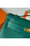 Hermes Kelly Pochette Handmade Bag In Malachite Swift Calfskin