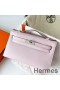 Hermes Kelly Pochette Handmade Bag In Mauve Pale Swift Calfskin