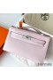 Hermes Kelly Pochette Handmade Bag In Mauve Pale Swift Calfskin