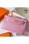 Hermes Kelly Pochette Handmade Bag In Mauve Sylvestre Epsom Calfskin