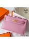 Hermes Kelly Pochette Handmade Bag In Mauve Sylvestre Epsom Calfskin