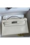 Hermes Kelly Pochette Handmade Bag In Nata Swift Calfskin