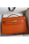 Hermes Kelly Pochette Handmade Bag In Orange Epsom Calfskin