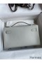 Hermes Kelly Pochette Handmade Bag In Pearl Grey Swift Calfskin