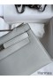 Hermes Kelly Pochette Handmade Bag In Pearl Grey Swift Calfskin