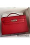 Hermes Kelly Pochette Handmade Bag In Red Epsom Calfskin