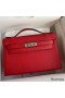 Hermes Kelly Pochette Handmade Bag In Red Epsom Calfskin