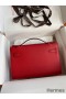Hermes Kelly Pochette Handmade Bag In Red Epsom Calfskin