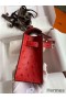 Hermes Kelly Pochette Handmade Bag In Red Ostrich Leather