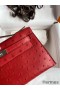Hermes Kelly Pochette Handmade Bag In Red Ostrich Leather