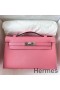 Hermes Kelly Pochette Handmade Bag In Rose Confetti Epsom Calfskin